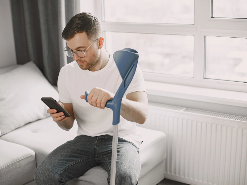 Patient with Crutches